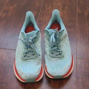 Hoka Women's Light Blue and Coral Running Shoes Size 8.5b